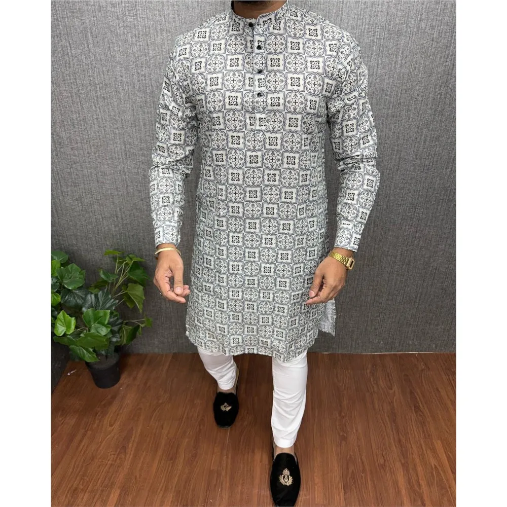 

Мусульманская исламская одежда, мужское платье Jubba Thobe с принтом 2026, кимоно, длинный халат, одежда для Саудовской Мусульманской Абая, мужское платье Абая, Саудовская Аравия