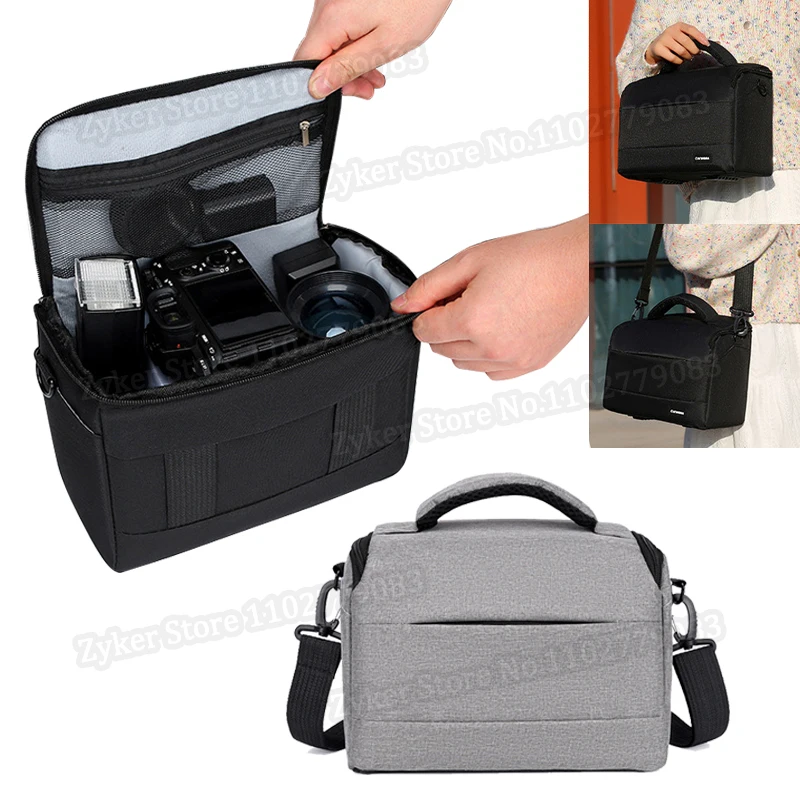 Bolsa portátil para câmera dslr, bolsa de ombro de nylon, acessórios para câmera sony nikon canon panasonic fuji slr
