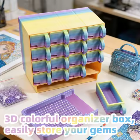 16-Grid Diamond Painting Art Bead Box W/Snap-On Lid, Color Diamond Painting Embroidery Bead Organizer Container,Diamond Art Tool