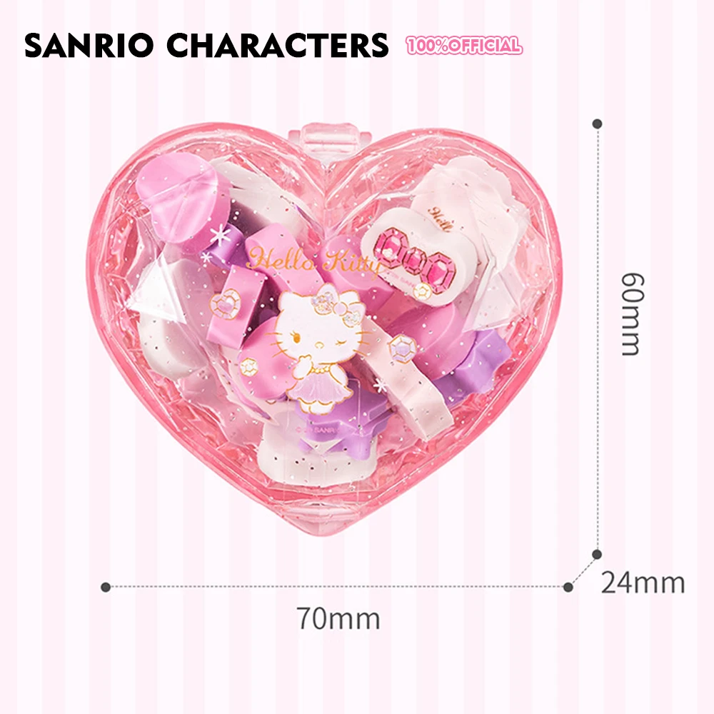 Genuine Sanrio Hello Kitty Eraser Set 17Pcs Durable Love-Box Cartoon Pencil Erasers School Office Stationery Supplies Wholesale