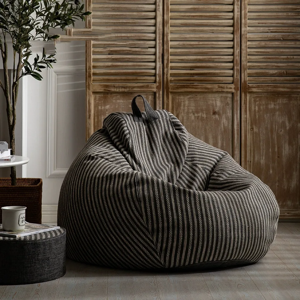PYH modern simple light luxury comfortable spot cotton and linen striped lazy sofa living room simple style sofa