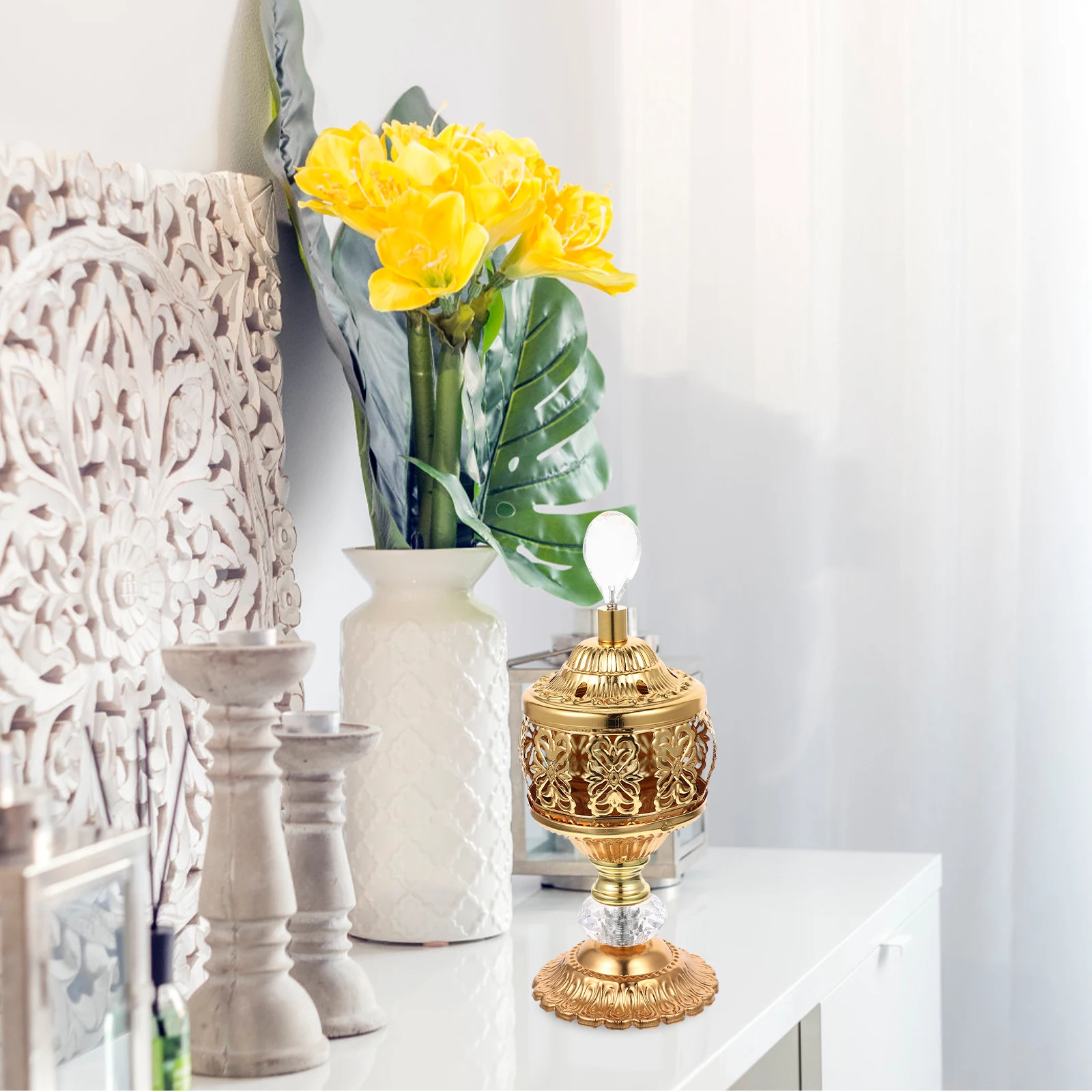 

Incense Burner Vintage Hollow 4 Holder European Style Tealight Stand Desktop Decorative Candleholder Aroma Burner