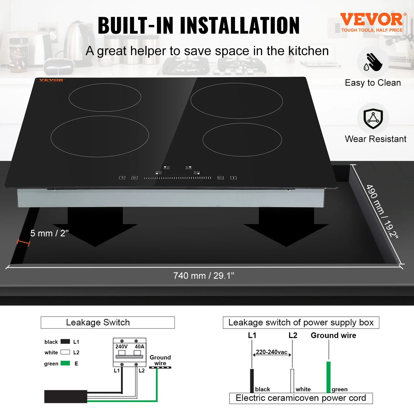 VEVOR – cuisinière à Induction intégrée à 2/4/5 brûleurs, table de cuisson électrique en verre céramique de 12/24/30 pouces pour la cuisine commerciale domestique