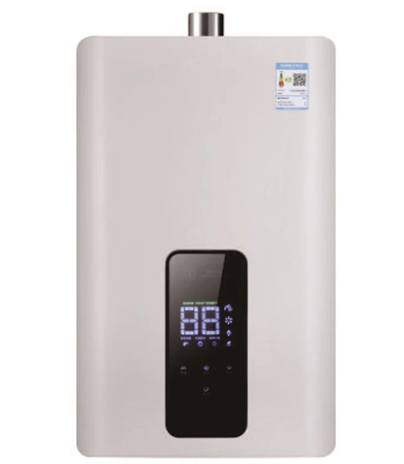 سخان مياه متطور 10L-16L رمادي فاتح بدون خزان، تحكم عالي الكفاءة بشاشة لمس LED مع تقنية التسخين الفوري