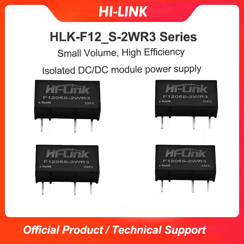 

Hi-Link 3/5/9/12/15/24V F12xxS-2WR3 Switching Power Supply Module DCDC 2W Step down Converter ±3V ±303mA Single Output