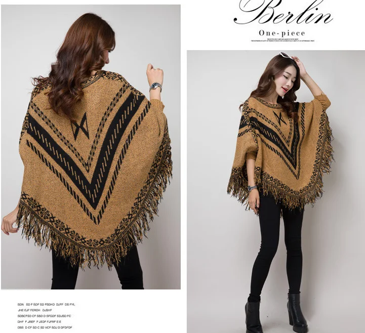 خريف شتاء جديد الكورية البلوز عباءة سترة المرأة شال شرابة عباءة دافئة يندبروف المعطف سيدة الرؤوس الحياكة عباءات بيضاء #6