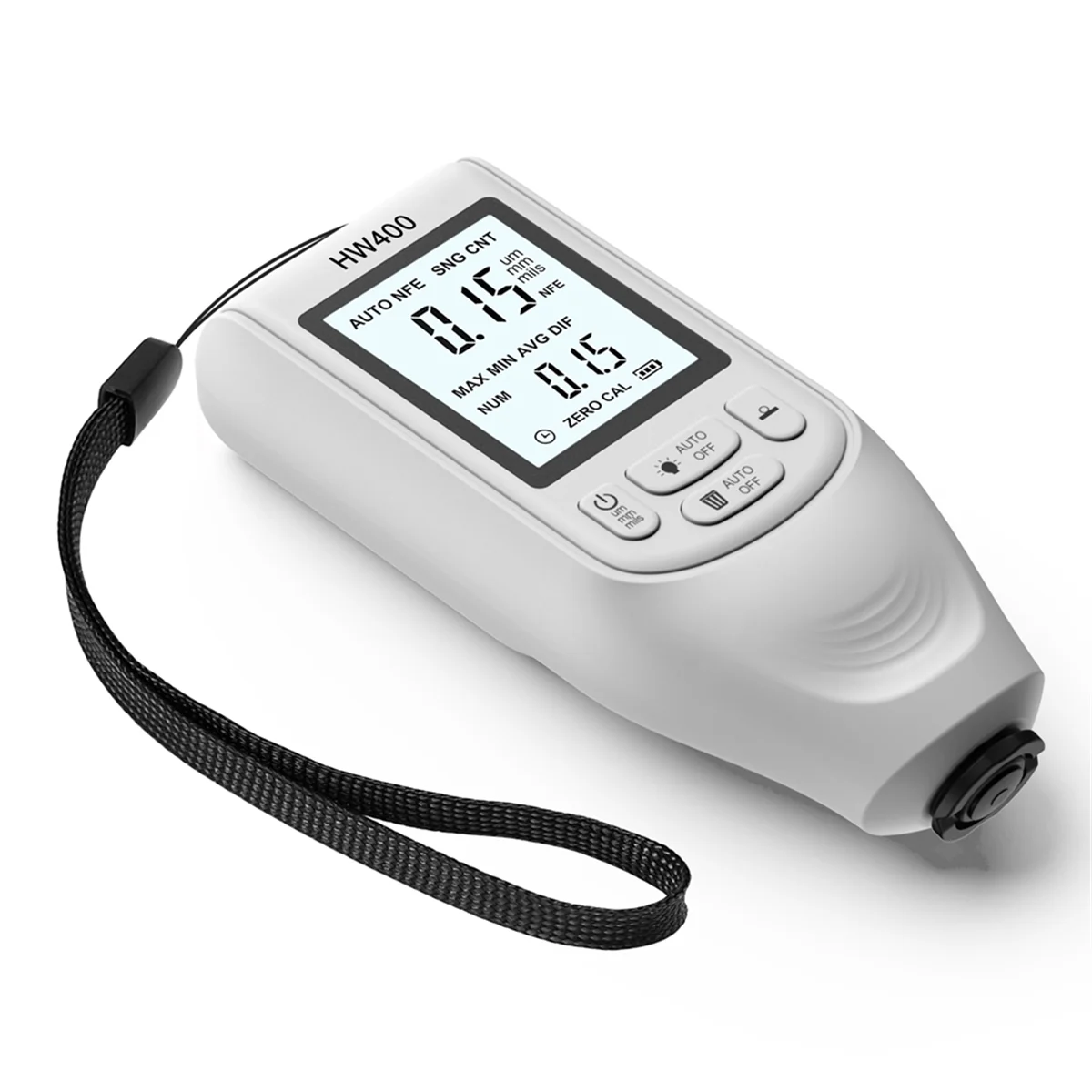 A06K Automatic HW400 Car Paint Thickness Gauge 0-2000UM Inspection Tools Tester Digital Car Paint Measuring Device White