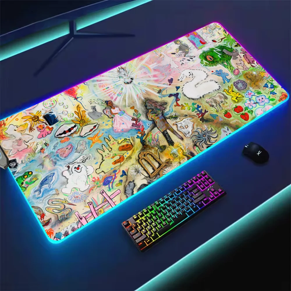 Rapper B-Bladee Cold Visions S Mouse Pad RGB LED Light Non-Slip Rubber Base Waterproof Office PC Home Best Price Desk-Mat USB La