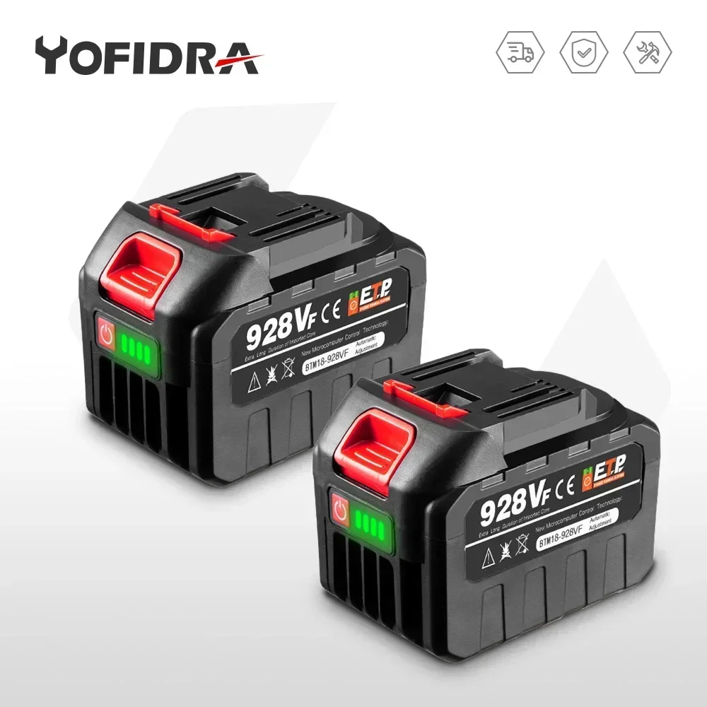 Batería de litio recargable de 18V enchufe europeo.388VF 15000mAh.928VF 22500mAh. Indicador de capacidad de la batería. Para taladro eléctrico de