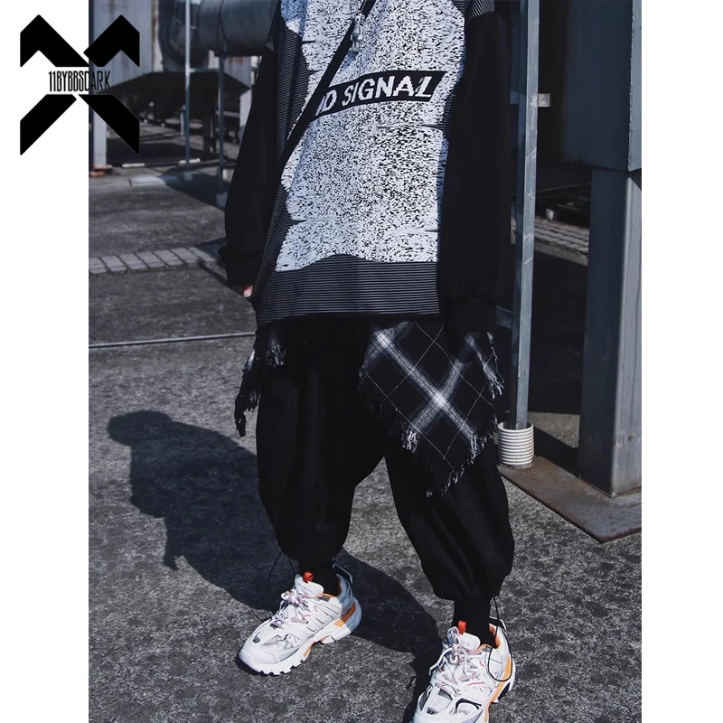 

American Style Skirt Women Men Harajuku Plaid Tassel Asymmetrical Skirt Vintage Schoolgirl Skirt Jogger