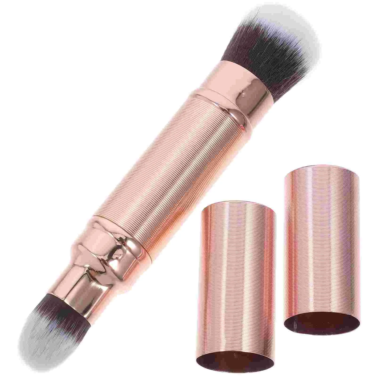 Double-ended แปรงแต่งหน้า Rose Gold ผู้หญิงเส้นใยประดิษฐ์คอนซีลเลอร์ฟองน้ํา