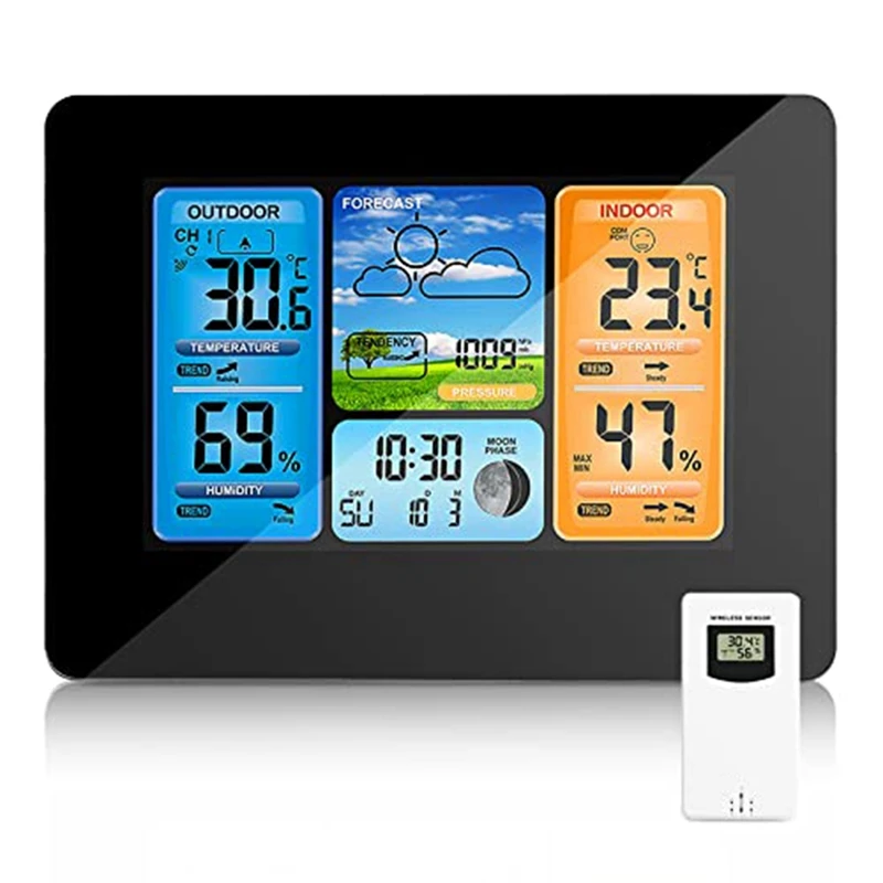 Wireless Weather Station Indoor And Outdoor Thermometer, Forecast Station Temperature And Humidity Monitoring Barometer Durable