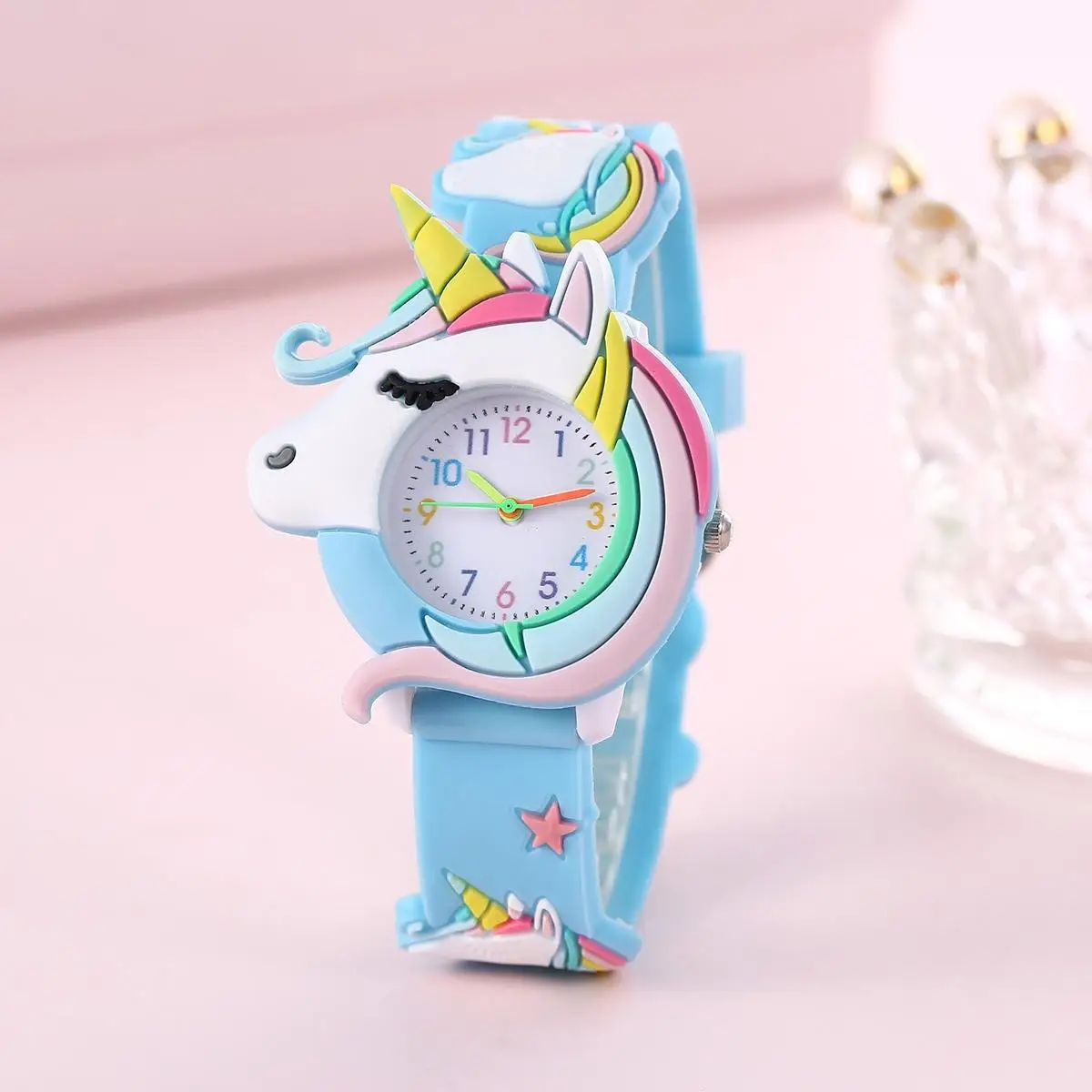 New Children\'s Star Unicorn Student Silicone Cartoon Watch