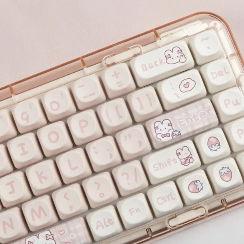 Imagem -06 - Snack Bunny Keycap Pink Keycaps Adequado para Meninas Faça Você Mesmo Rosa 135 Key Perfil Moa Pbt Sublimação