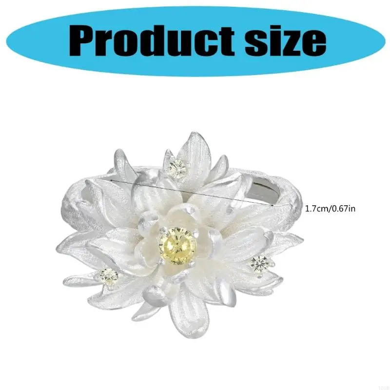 حلقات مجوهرات زهرة زرقاء أنيقة مع مواد سبيكة الفرقة القابلة للتعديل Y08E