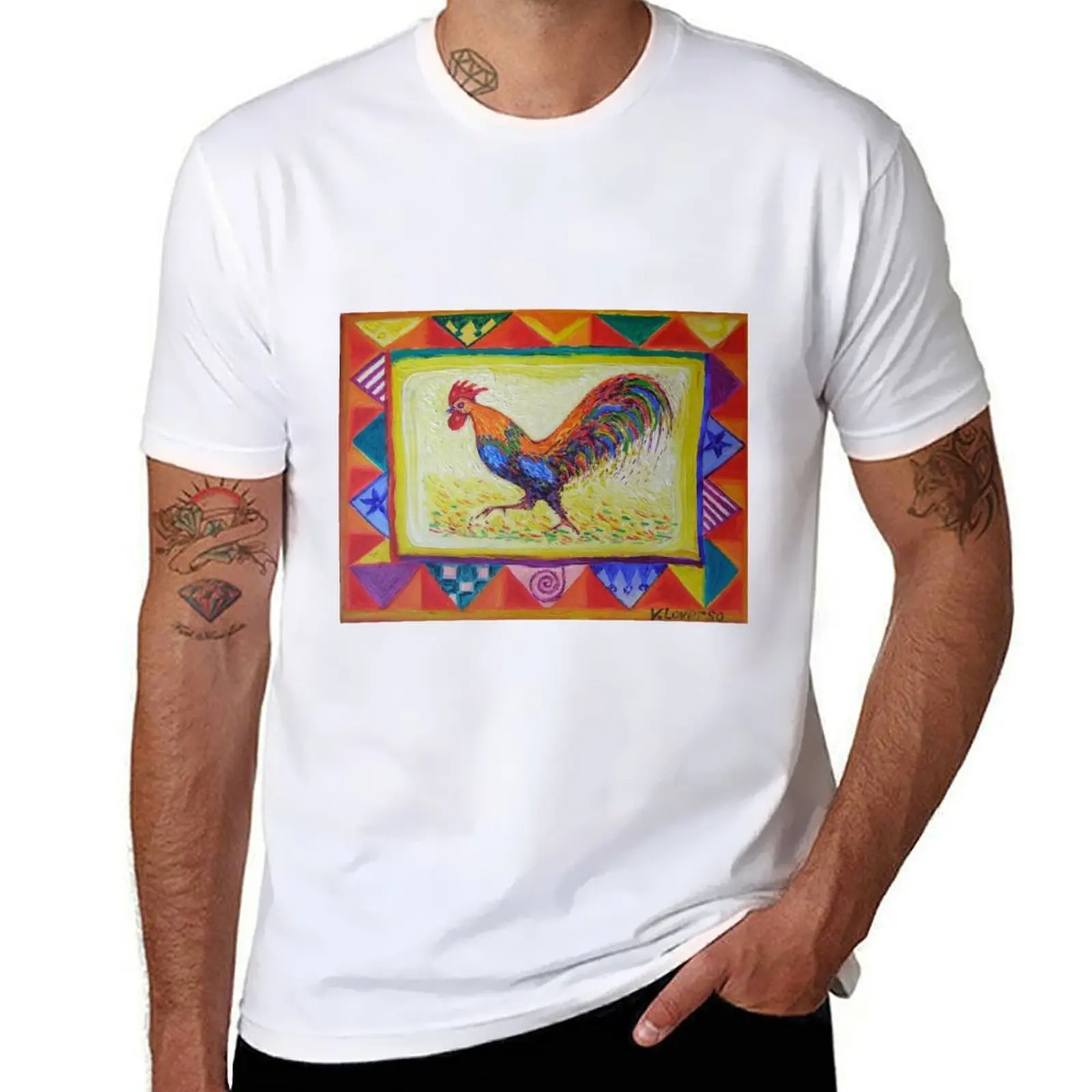 

Red And BlueRooster.Folk art. T-Shirt t shirt man luxury essential t shirt T-Shirt