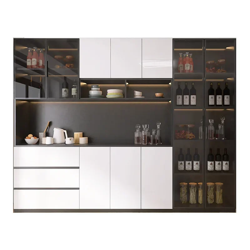 

Modern Display Sideboards Wine Cabinet with Glass Doors Wall Clearance Home High Kitchen Buffet Living Room Full Set Dining Room