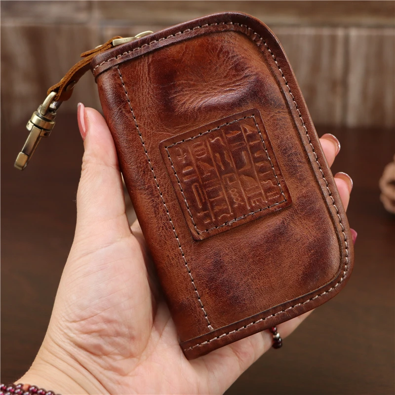 

Head Layer Cowhide Leather Retro Key Bag Coin Card Bag Waist Hanging Multifunctional Storage Bag Men And Women Coin Purse