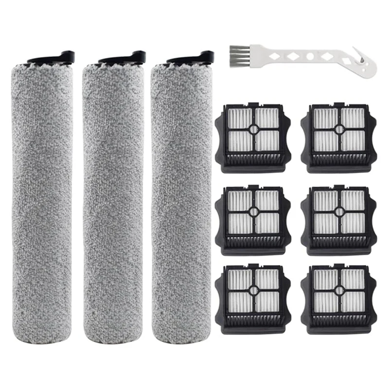 3 Pack Brush Rollers + 6 Pack Vacuum Filters Parts Accessories For Tineco Ifloor 3 And Floor ONE S3 Wet Dry Vacuum Cleaners