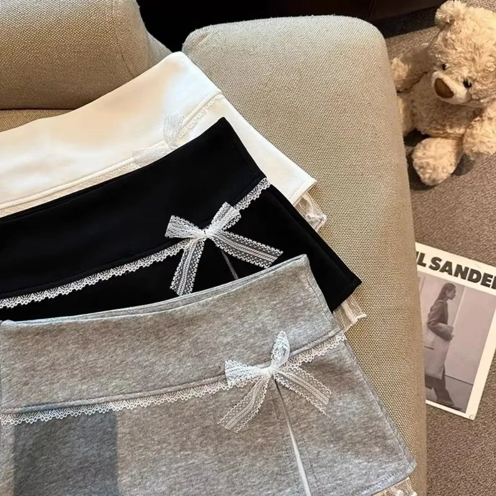 새로운 스위트 보우 레이스 여성 스커트 A라인 Y2K 레이스 미니 스커트 울트라 숏 하이 웨이스트 허깅 스커트 러플 스커트 여름용