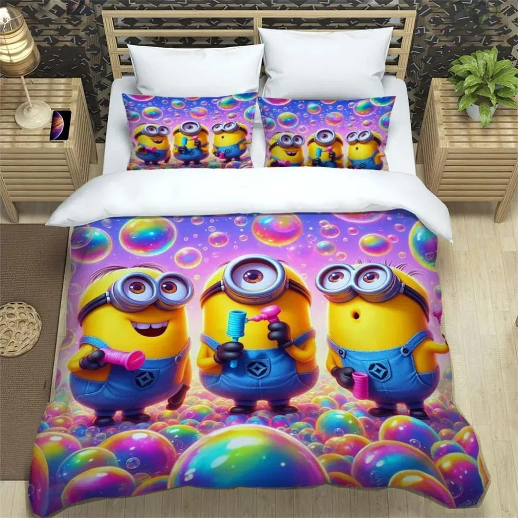 New Design Cartoon Minions Bedding Set,Minions Quilt Cover Anime Duvet Cover Set For Children And Adults Gift