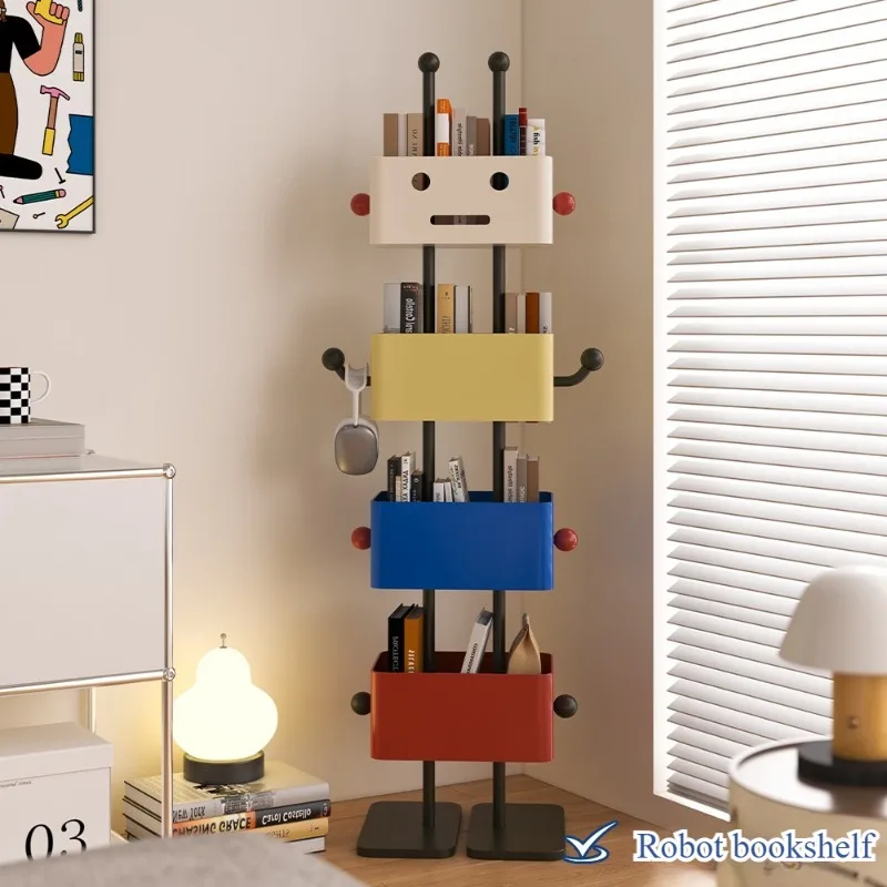 Robot bookshelf living room household children floor corner shelf simple color bedroom wrought iron magazine rack