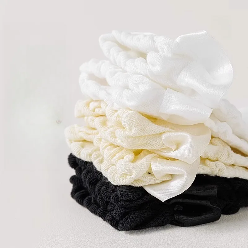 Conjunto de calcetines con flecos de encaje de color liso Lolita, calcetines antifricción absorbentes para el sudor, calcetines de encaje para mujer y niña para primavera y verano