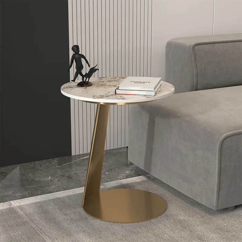 

Sofa edge rock slab modern simple creative light luxury living room small round table balcony small coffee table