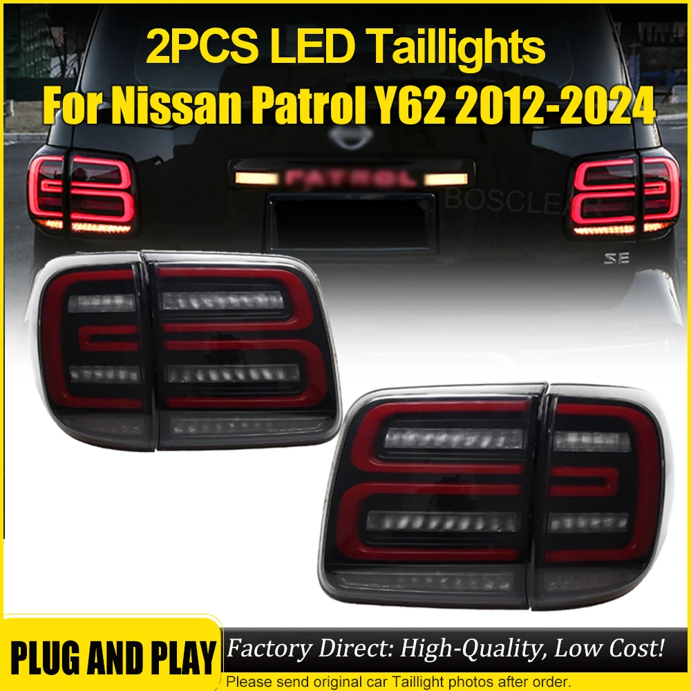 

2pcs Car LED Taillight rear Lamp assembly for 2012-2019 Nissan Y62 Rear Bumper Light Brake Driving Turn Signal Car Accessories