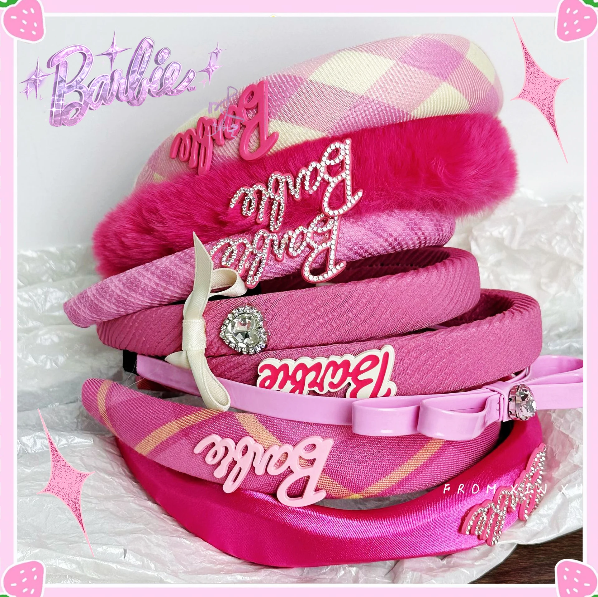 Barbie Headband Kawaii Pink Y2K Style Sweet Hair Decoration Trendy Movie Stylish Ornaments Cute Girls Kids gift Lovely Fashion