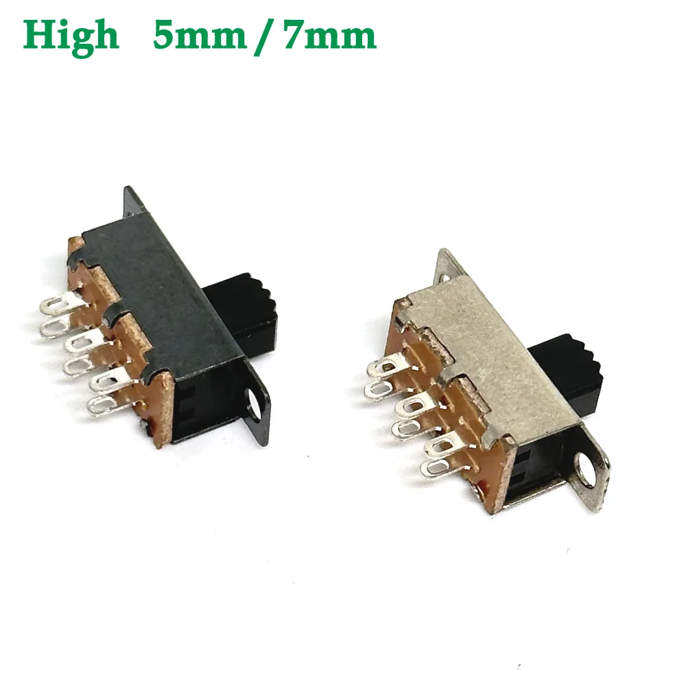 1/30 Pcs 2 Position DPDT 2P2T Panel Mount Vertical Slide Switch 6 Pin 0.3A 12V DC  SS-22F25 SS-22F15