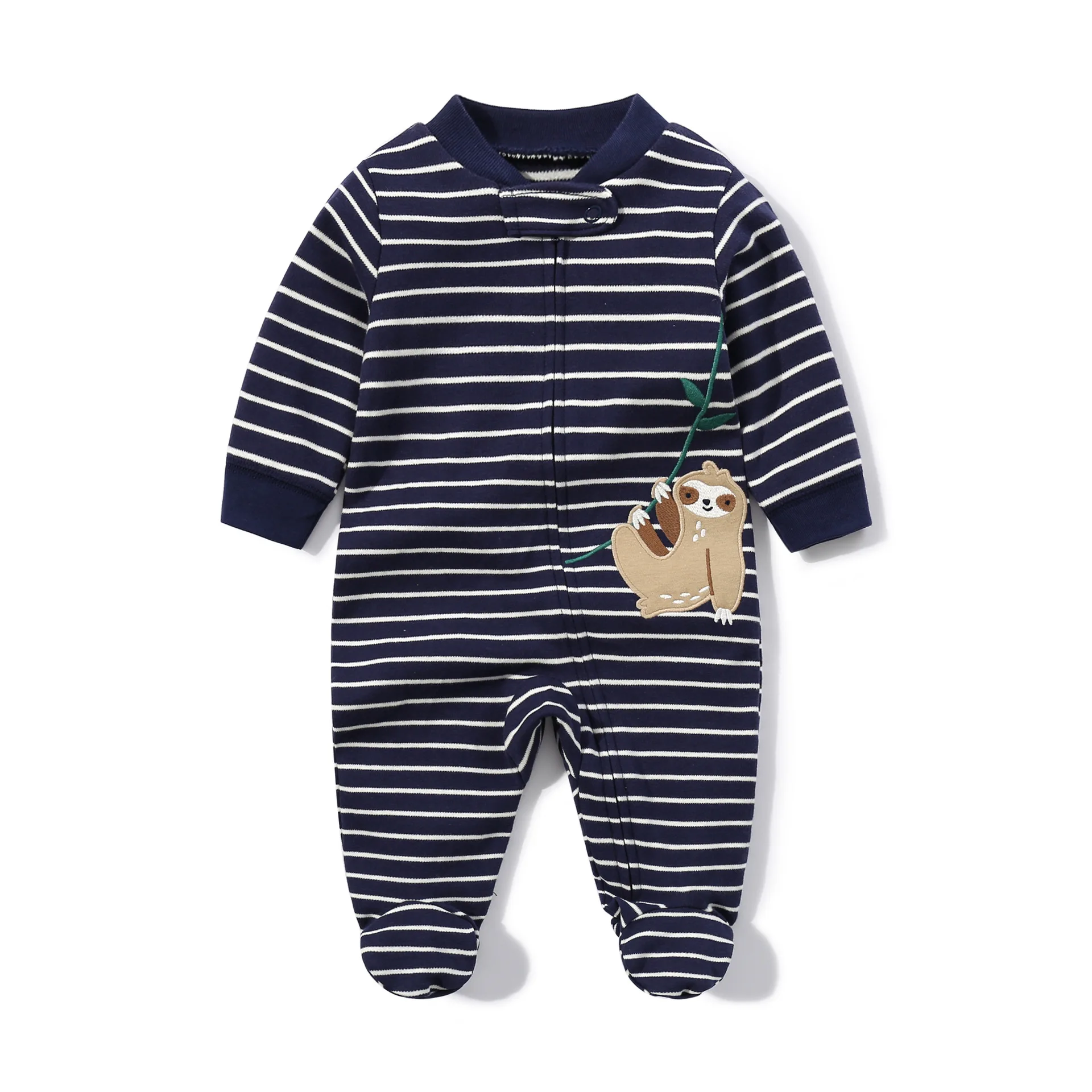 2023 New Fashion Stripe Baby Romer Soft Cotton Baby Boy Clothes Newborn Baby Girl Clothes Infant Zipper Bebe Jumpsuit 3-12 Month