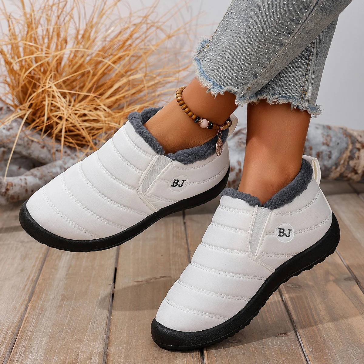 Women Fringed Slip On Ankle Booties, Trendy Comfort Winter Short Boots, Fashion Cold Resistant Footwear Perfect