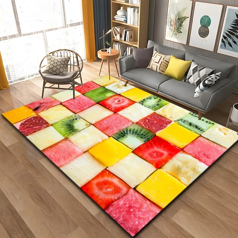Fruits Pattern Area Rug Tropical Fruit Carpet for Home Living Room Bedroom Floor Mat Soft Yoga Mats Bathroom Kitchen Doormat