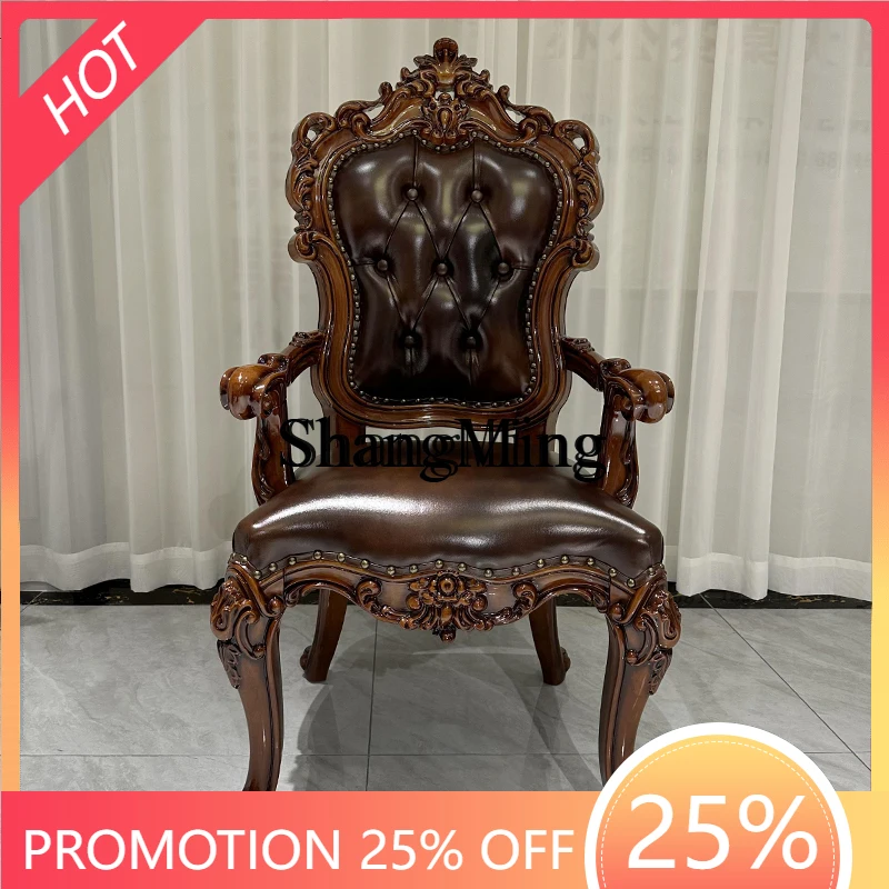 

ZYY изысканный с подлокотником из массива дерева с резьбой по цветку, небольшой круглый стол для гостиной, кабинета, комбинированный домашний стул со спинкой