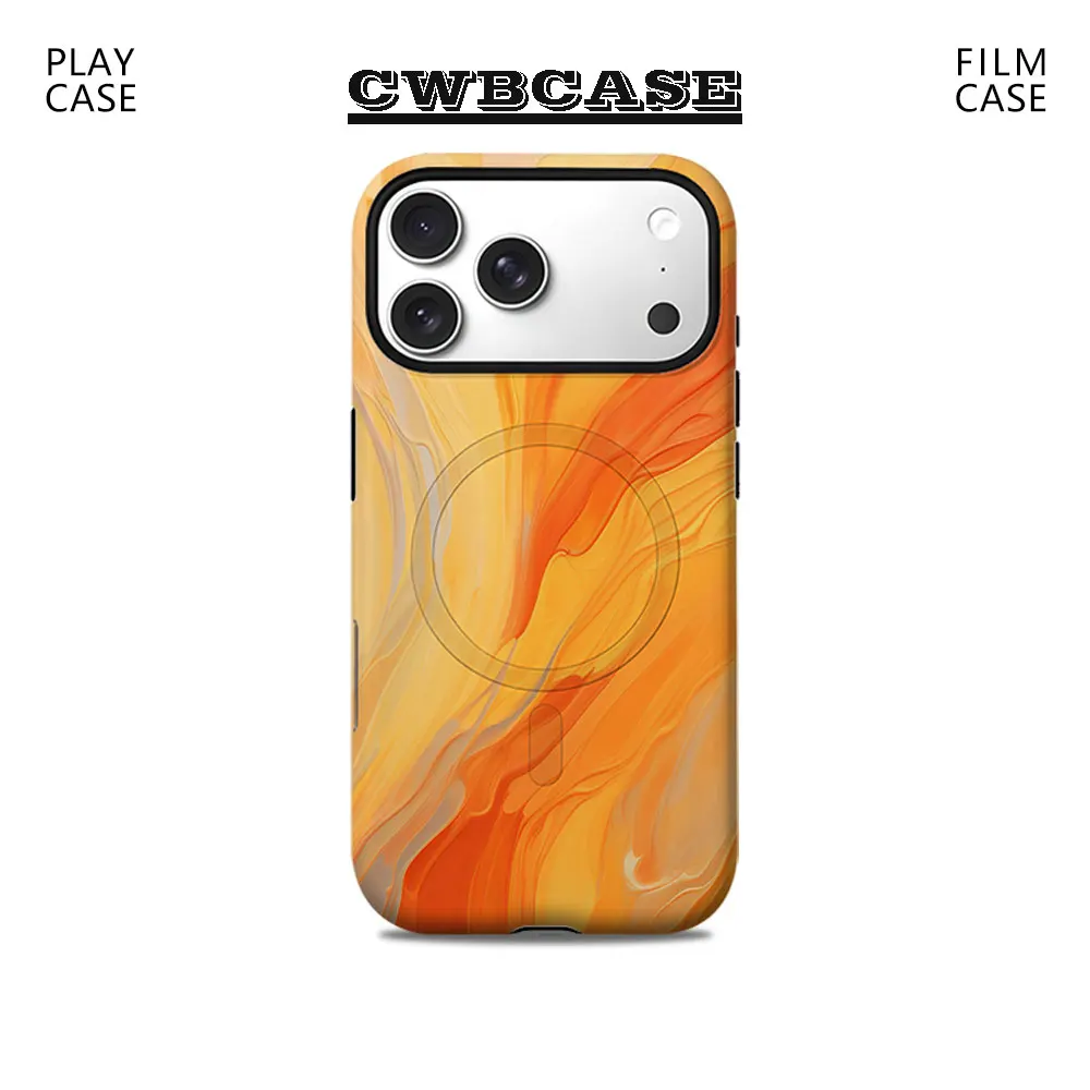 Orange Gold Flow Phone Case for Magnetic Phone Case for IPhone 17 16 15 14 13 Pro Max Plus Single Double-layer Tough Case