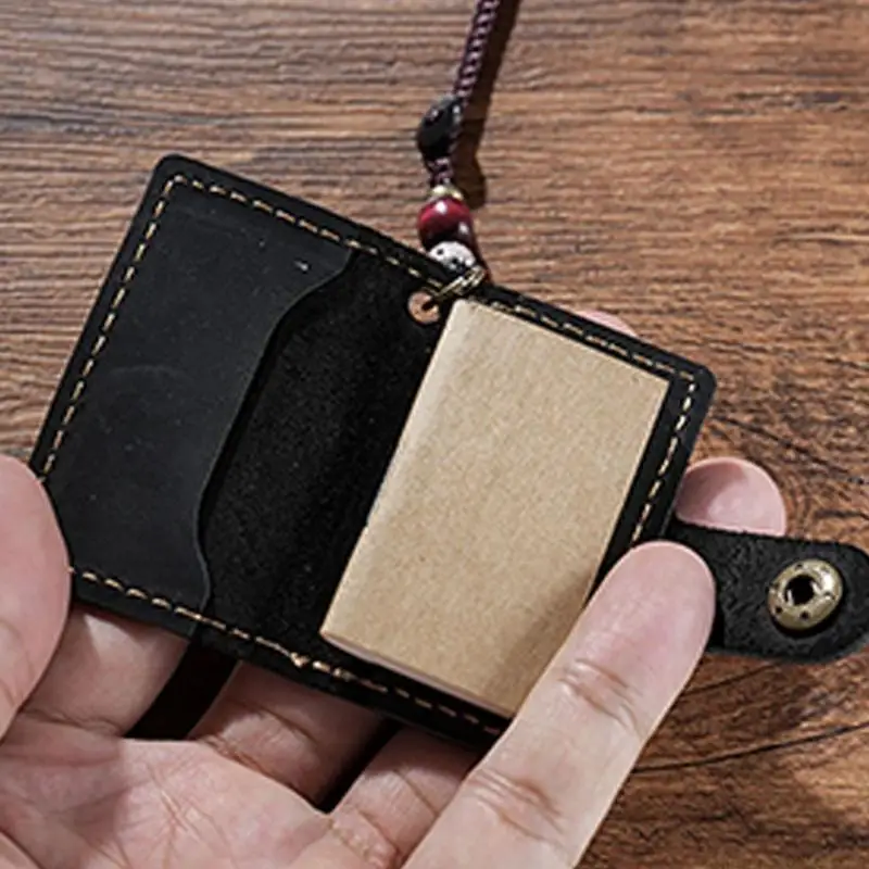 Small Leather Journal 2.4x1.57Inch Pocket Notebook 64 Pages Unlined Refillable For Women Men Writing Sketching Drawing