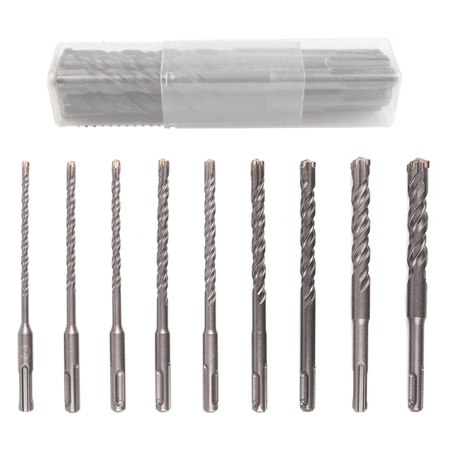 

9PCS SDS PLUS handle rotary drill bit set, used for drilling concrete, cement, ceramic tiles, and stone tiles