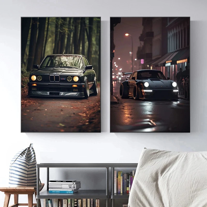 1pc frameless Modern Canvas Painting Cars BMW E30 M3 Posters and HD Prints Wall Art Pictures for Room Decoration Living Room Off view 3