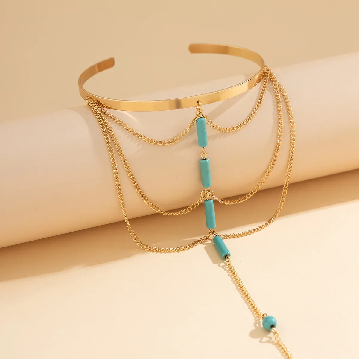 سوار سوار هندسي على شكل سي للنساء ، سوار بشراشيب مطرز ، مجوهرات ذهبية عتيقة ، أسود ، أخضر ، حفلة عطلة على شاطئ البحر