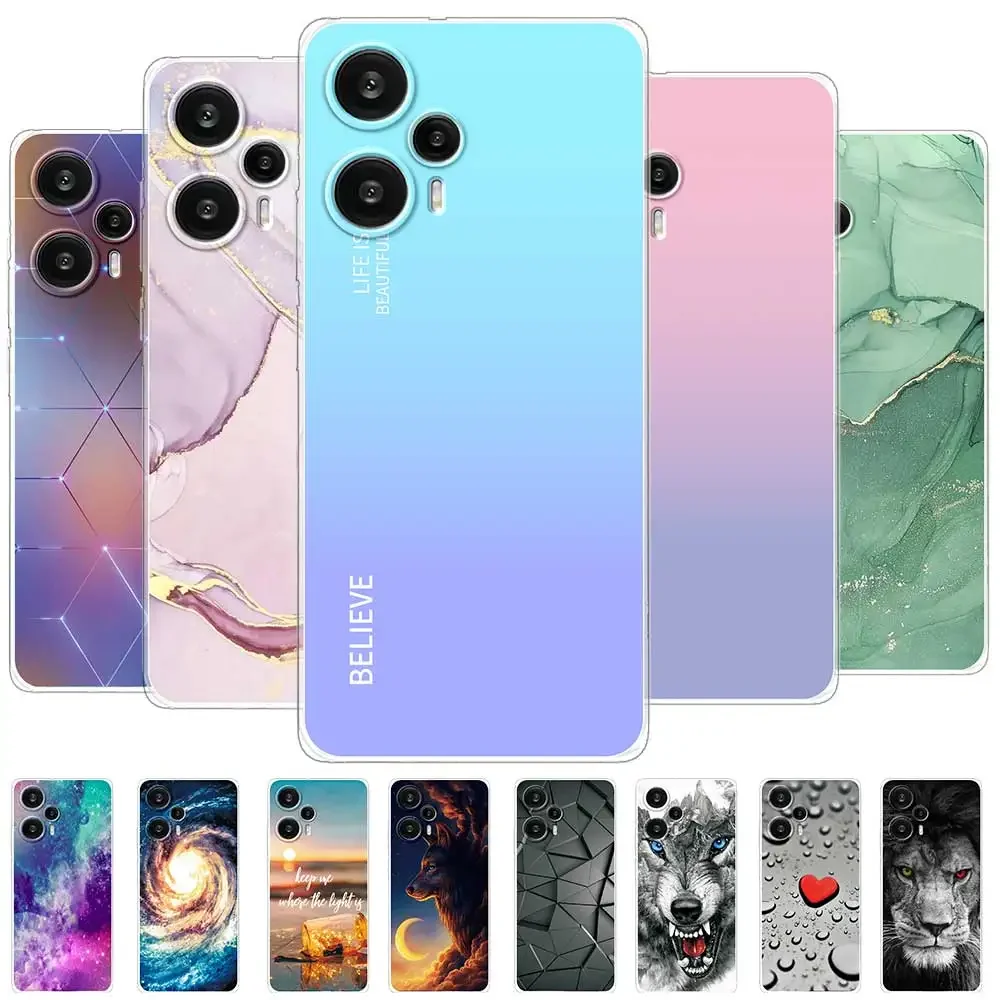 Dla Xiaomi Poco F5 pokrowiec na Poco F5 marmur przezroczysty miękki silikonowy futerał ochronny na telefon do Xiaomi Poco F5 Pro etui Funda Coque