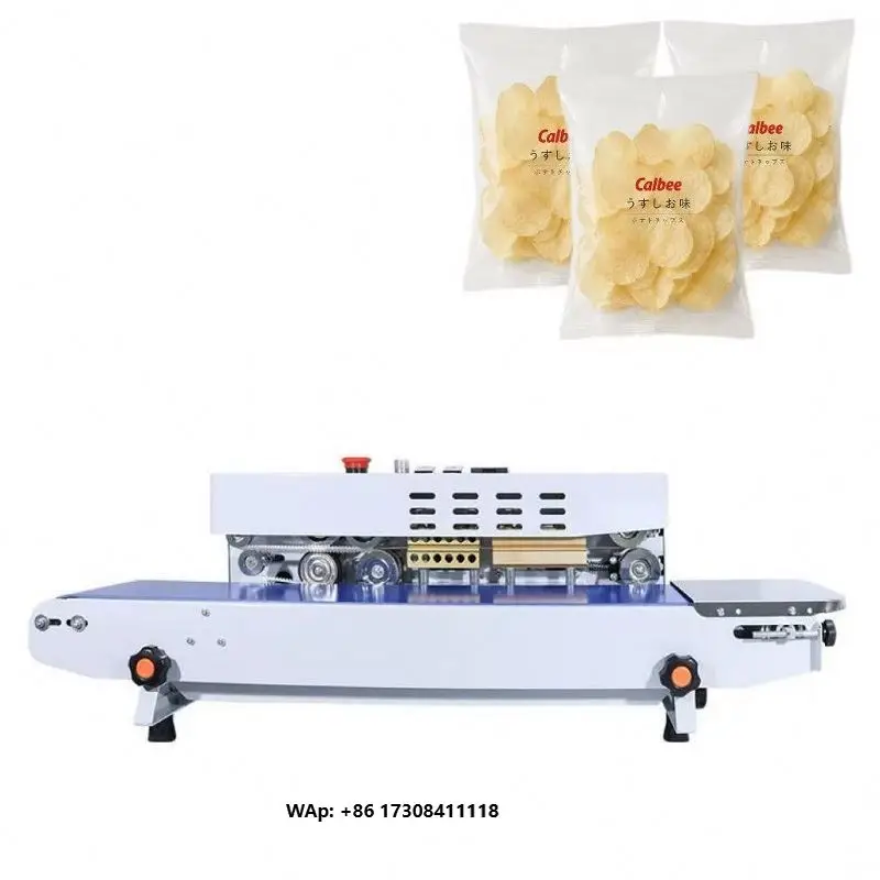 Commercial Continuous Bag Heat Sealing Machine for Plastic Pouches with Conveyor Belt and Temperature Control
