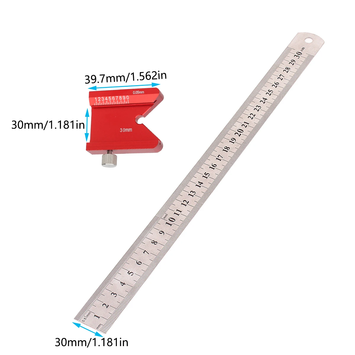 Steel Ruler Positioning Block Stop 45/90 Degrees Aluminum Alloy Steel Ruler Fixed Limit Optional Thickness 3mm Steel Ruler