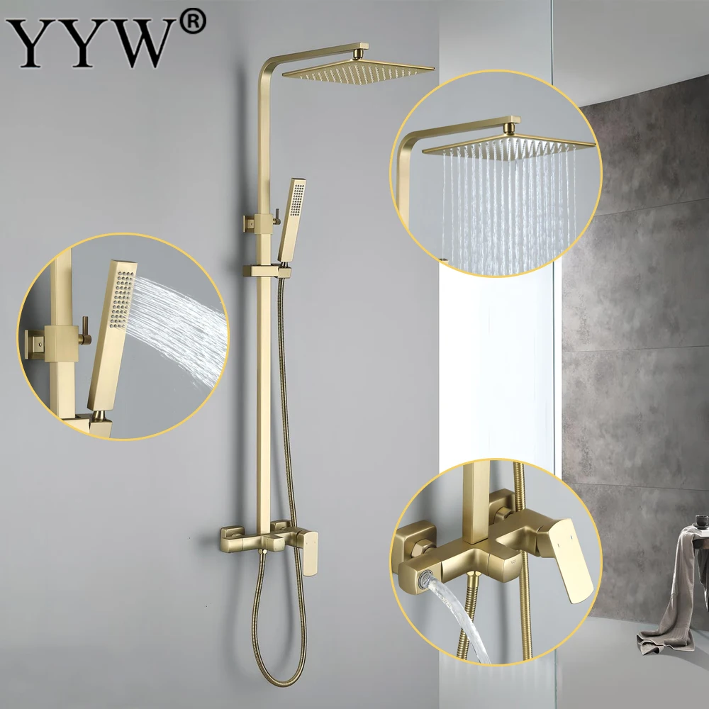 

Трехфункциональный смеситель для душа в ванной комнате, регулируемый по высоте 360° ° Вращающийся настенный латунный смеситель для тропического душа, душевая система, купание