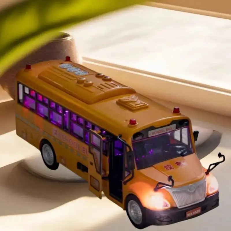 Boeiende traagheid schuifbus auto speelgoedset 1:30; Geluid, licht en muziek inbegrepen; Ideaal voor de geestelijke ontwikkeling van kinderen