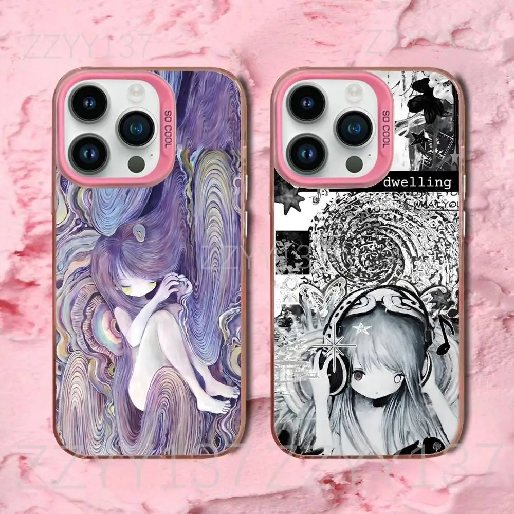 

KIKOU Art Paintings Phone Case For iPhone 16,15,14,13,12,11,8,7,Pro,Max,Plus,Mini,XS,SE Candy Matte Shockproof Pink Cover