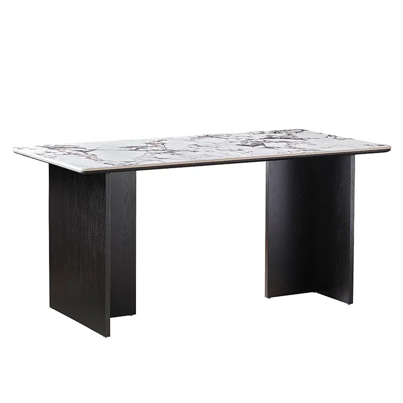 

Retro Burgers purple slab modern light luxury simple household rectangular black solid wood dining table and chairs