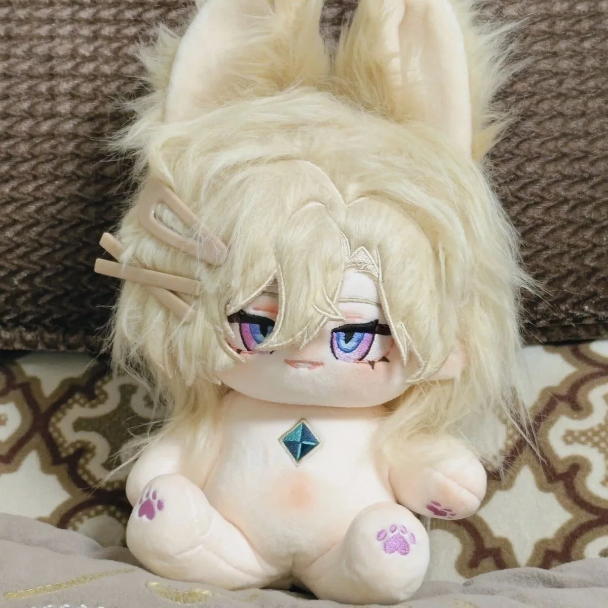 

20cm Anime Honkai: Star Rail Aventurine Animal Ear Figure Plush Doll Cotton Body Dress Up Clothes Outfit Stuffed Toys Xmas Gift