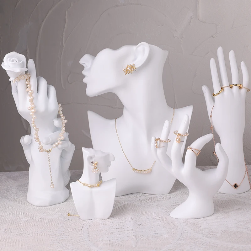 

Jewelry stand White resin portrait model Necklace Bracelet y Window live props