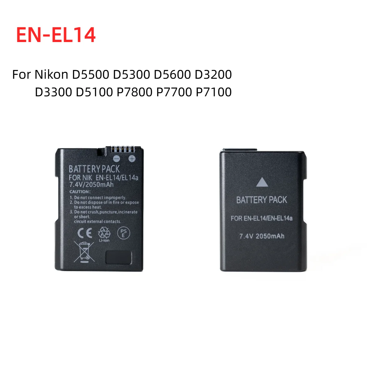 Batería EN-EL14 para Nikon D5600 D5500 D5300 D5200 D3400 D3300 D3200, batería de repuesto EN-EL14A de 2050mAh para Nikon EN-EL14, compatible con MH-24
